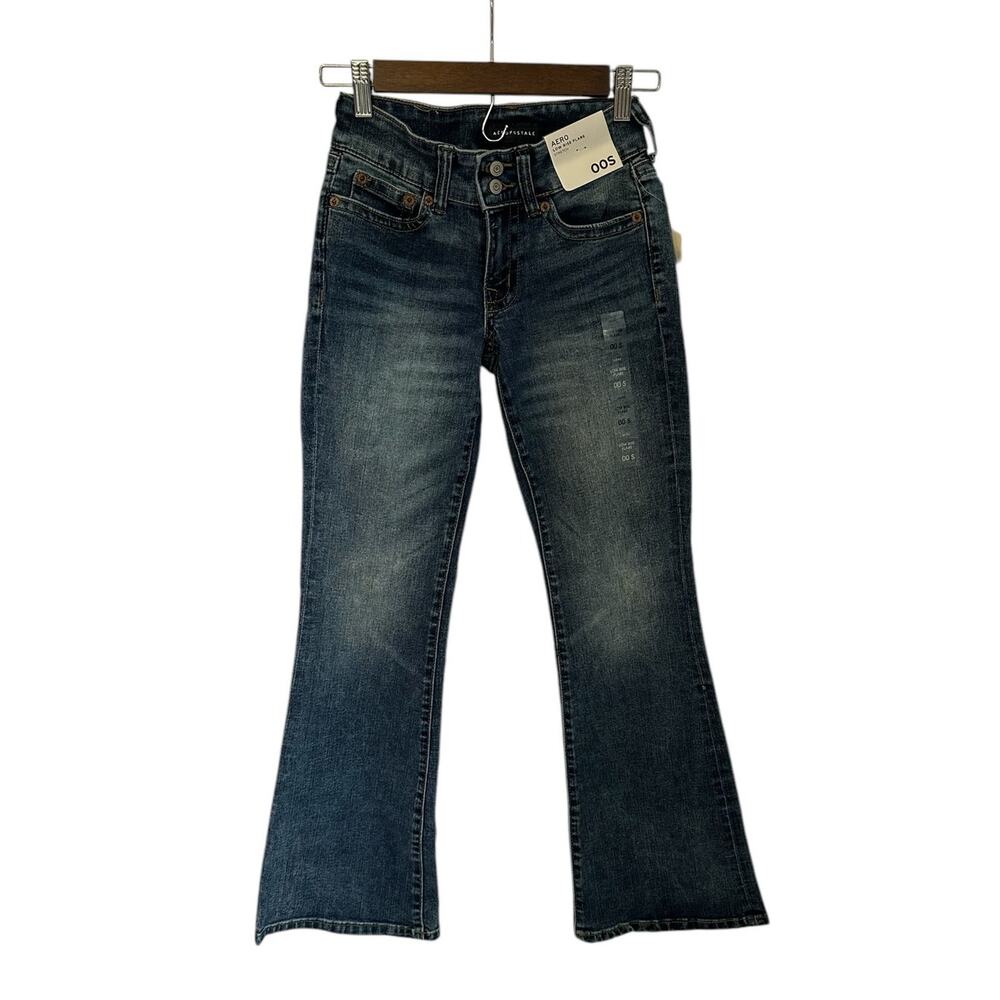 Aeropostale Low Rise Flare Jeans 00S Stretch Medium Wash Western Denim NEW
